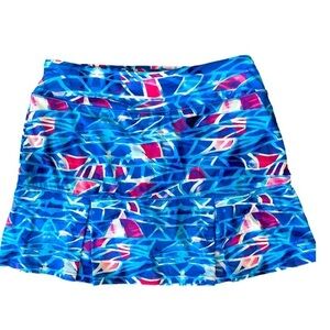 Reel Legends Beachcomer Skort -S blue white pink , polyester spandex